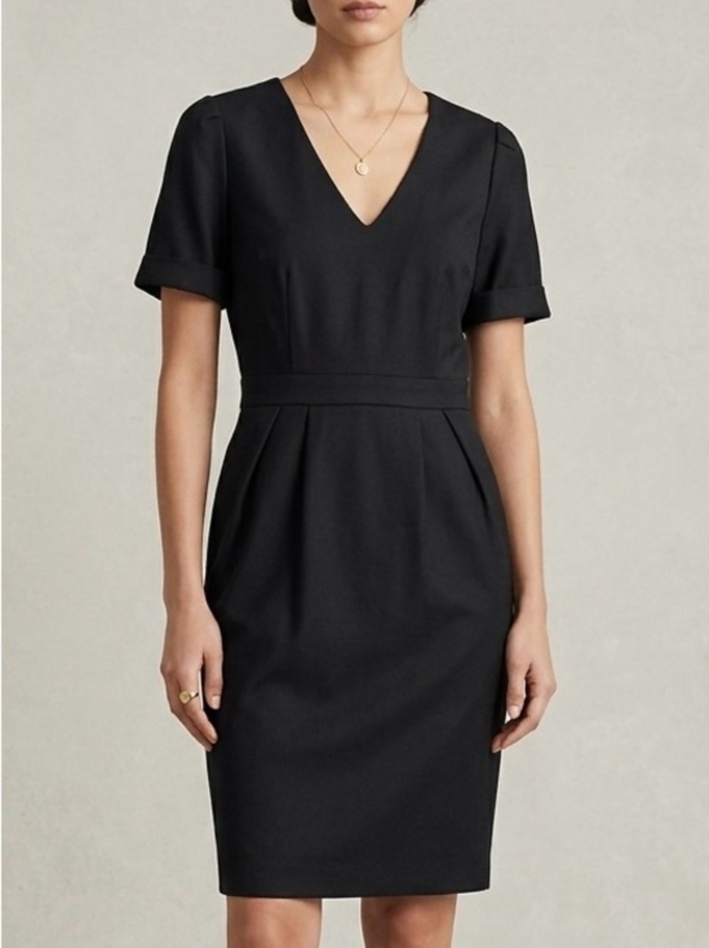 J. CREW Memo Dress Super 120s Wool V-Neck Sheath Black 4